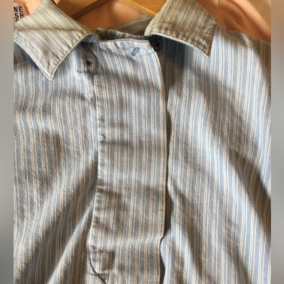 Ruff Hewan Large Blue White Striped Shirt - Picture 4 of 6